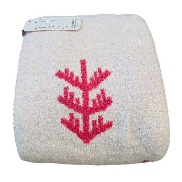 Nicole Miller Reversible Christmas Tree Throw Blanket 50x70 Hot Pink & White New - Picture 5 of 12